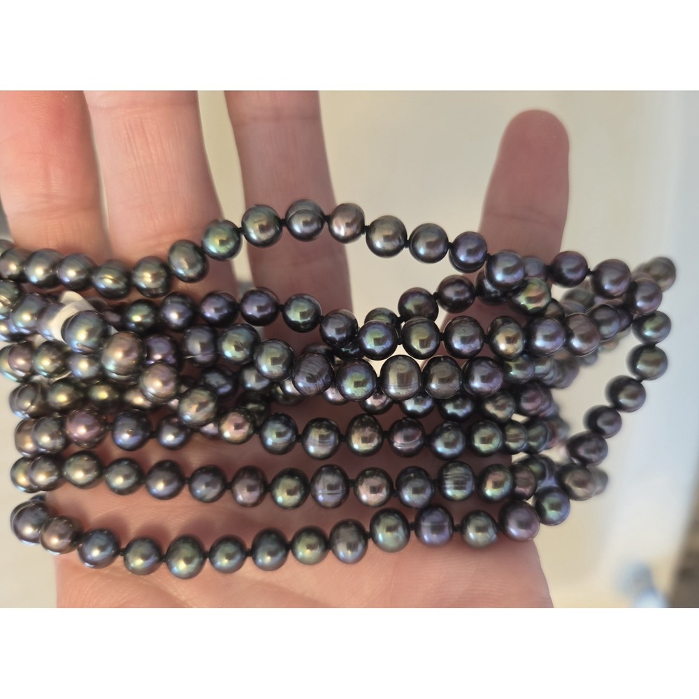 100" 6-7 Mm Black Freshwater Pearl Strand - Picture 5 of 12